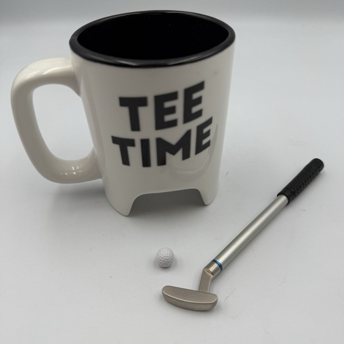 Tee Time Golf Mug Coffee Tea Cup With Club Pin Mini Ball Game Gift