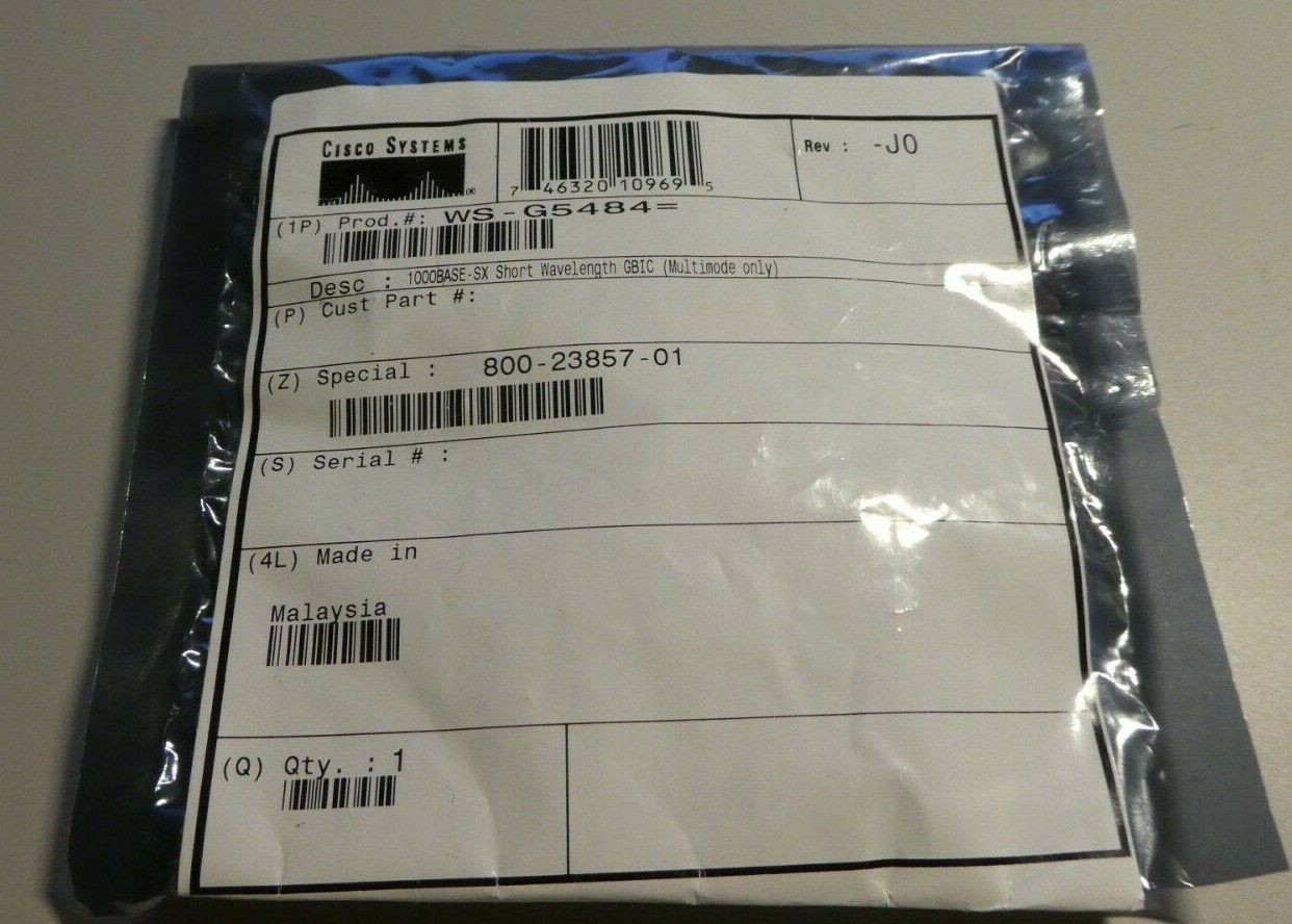 Cisco WS-G5484= Convertisseur GBIC Gigabit SX pour Connexion Fibre Optique Longue Distance