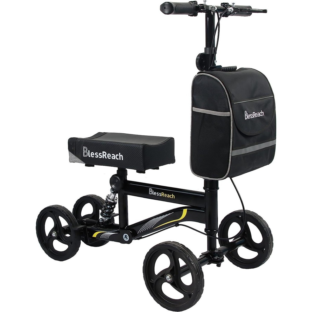 BlessReach Foldable Steerable Knee Walker Crutch Deluxe