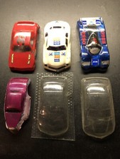 Six Vintage HO Lexan Slot Car Bodies Four Used Two Unpainted