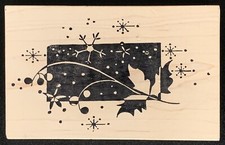 The Artful Stamper Reverse Silhouette Leaf Snowflake Holly Berry Rubber Stamp