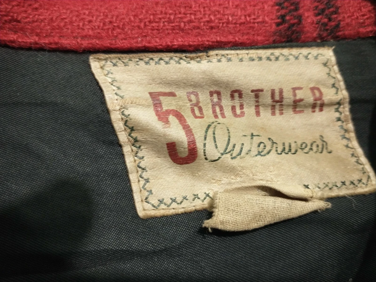 1940s-1950s Vintage 5 Brother Wool Plaid Jacket Size 40 Coat Warm Red