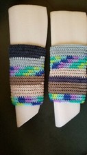Leg Warmers Boot Cuffs Handcrafted Crochet Off Multi Color NEW