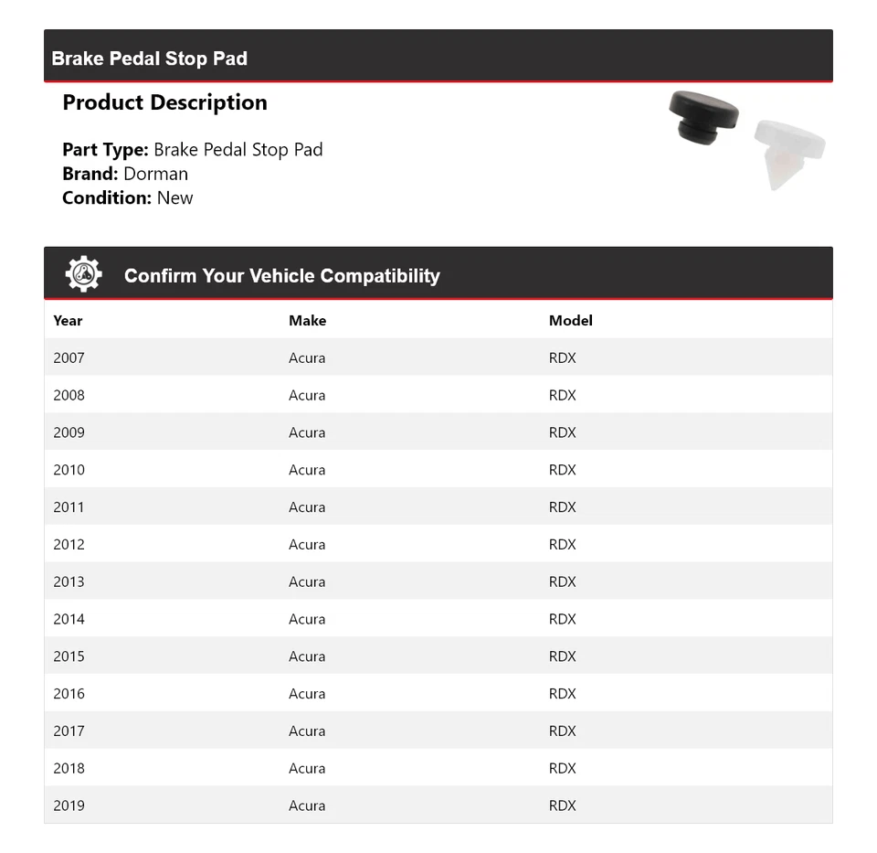 Pastilla de freno para Acura RDX Dorman 2007-2019 2008 2009 2010 2011 2012 Foto 2 de 3