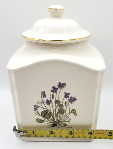 Vintage Mason's Ironstone Tea Jar Canister Made In England Purple Flowers - Picture 10 of 11