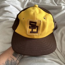 Vintage San Diego Padres Hat Snapback 80s Brown Yellow READ Adjustable