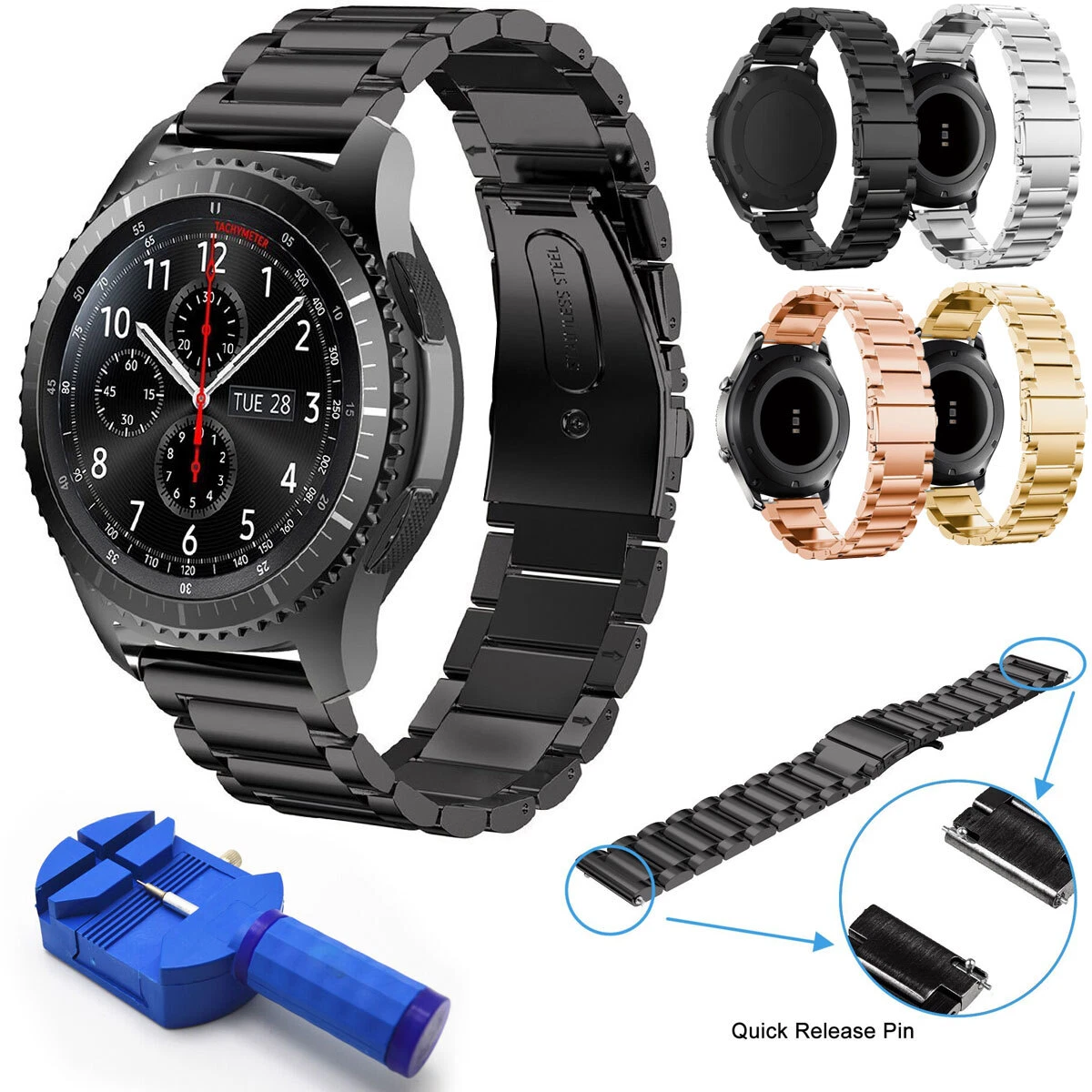 For Samsung Gear S3 Frontier Classic Metal Stainless Steel Band