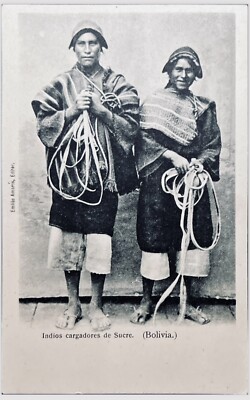 Sucre BOLIVIA Postcard Indios Cargadores De Sucre Emilio Amaris Andean Culture