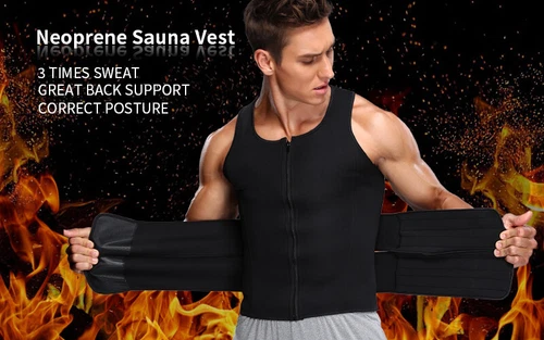 Traje de sauna para hombre chaleco de sudor entrenador de cintura moldeador corporal compresión gimnasio torso sin mangas - Imagen 6 de 31