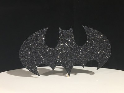 Batman Logo Schwarz Glitzer Cake Topper Dekoration Laser Cut