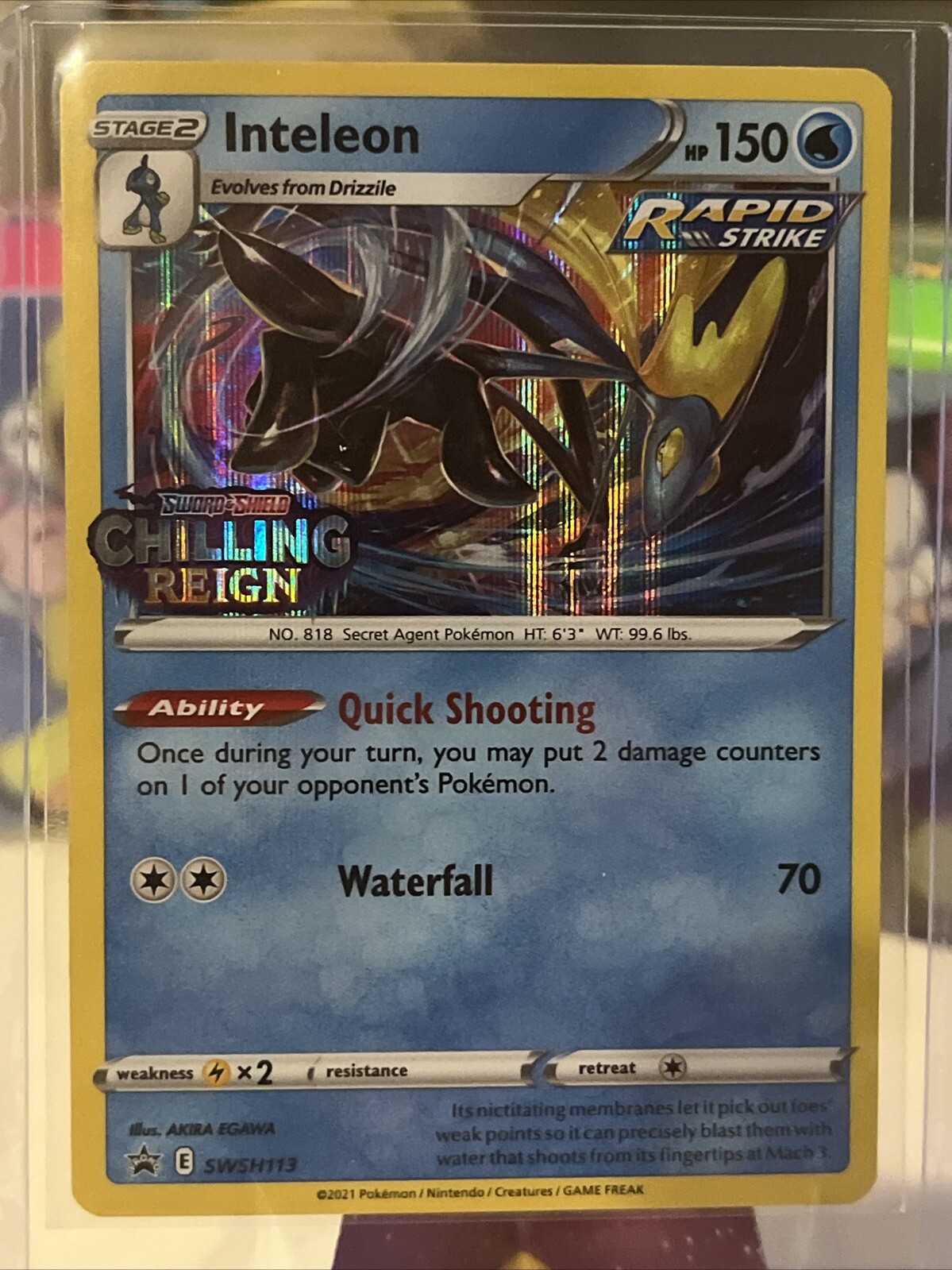 Pokemon Card Promo SWSH113 Holographic Stamped Inteleon Near Mint