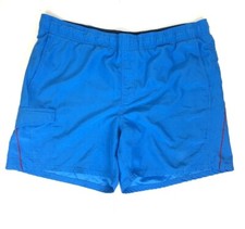 Nike Mens Size Large Mesh Lined Swim Shorts Trunks Blue Swoosh Side Pocket
