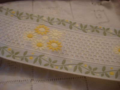 Galon Ancien Tissé à Festons Fleurs - Ruban Vintage - Décoration Textile - Occasion