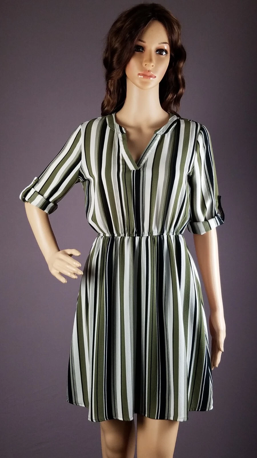 VETEMENTS Abito corto donna tentato Los Angeles a righe scollo a V taglia S