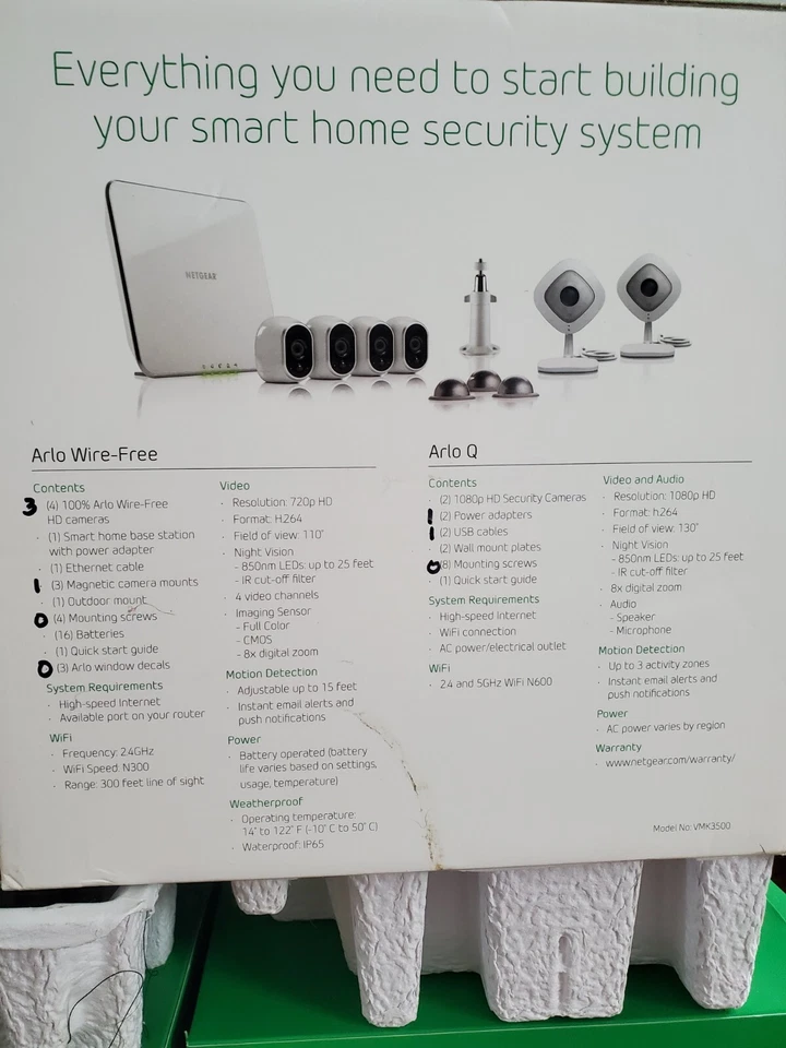 ARLO Netgear 5 camera VMK3500 wireless 1080 HD security System Used - Image 3 of 4