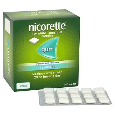 Nicorette Icy White Gum 2mg 210 Pieces  '' SHIPS SUPER FAST FROM USA''