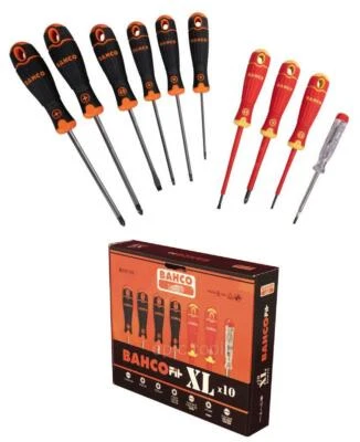 Bahco Fit B219.110 10 Piece XL VDE & Standard Grip PH,PZ,Slot,TX Screwdriver Set