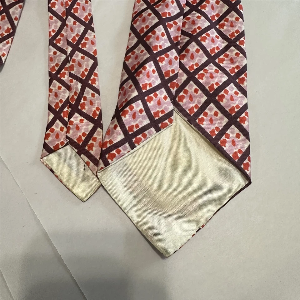 Corbata Vintage Seta Seda Hecha en Italia Púrpura Abstracto Mod Retro Naranja Foto 4 de 4
