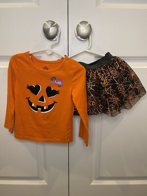 Halloween Toddler Girl's 2 Pc Set Long Sleeve Shirt with TuTu Skirt - Size 2T