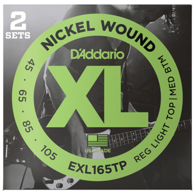 D'Addario EXL165TP Bassgitarrensaiten Regular Light 45-105 Doppelpack