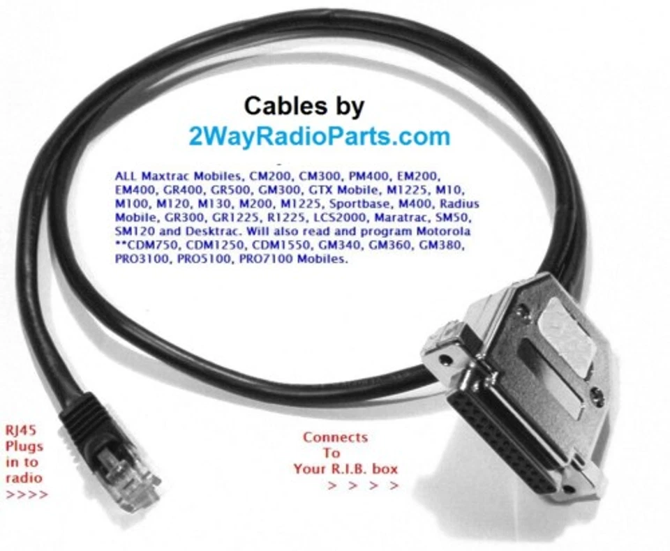 2WAYRADIOPARTS Motorola programming cable Maxtrac GM300 SM120 SM50 USA
