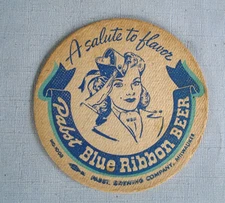 WWII Pabst beer coaster, with V for Victory, toast to victory