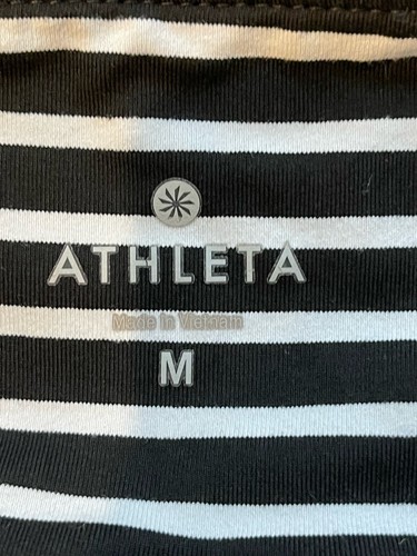 Athleta Black & White Striped Chaturanga Capri Leggings Size Medium - Picture 3 of 10