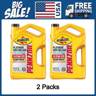 Pennzoil Platinum High Mileage Full Synthetic 5W-20 Motor Oil, 5 Quart