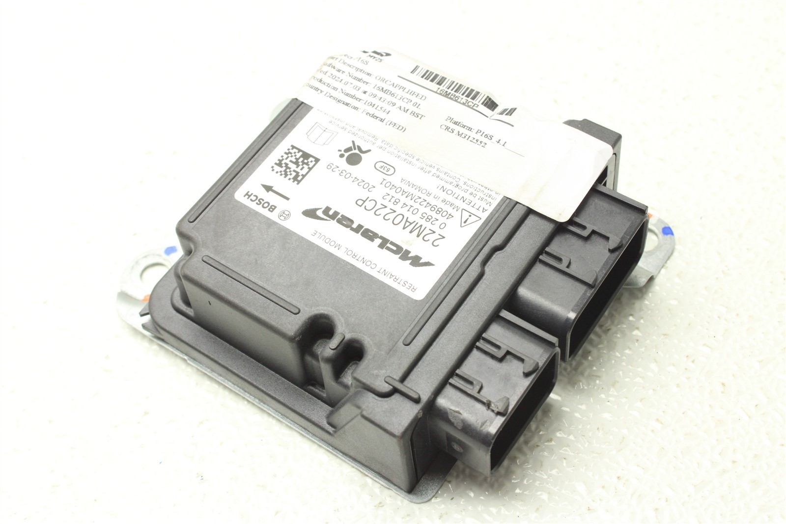 McLaren Artura 2025 Airbag control module P/N 22MA022CP