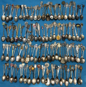 150 Pc 3" to 6" COLLECTIBLE / SOUVENIR SPOONS Mixed Metals, No Magnetic!