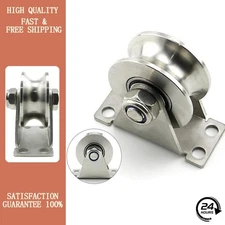 U Groove Pulley Stainless Steel Screw Roller Rope Cable Wire Pulley 4 Screw Hole