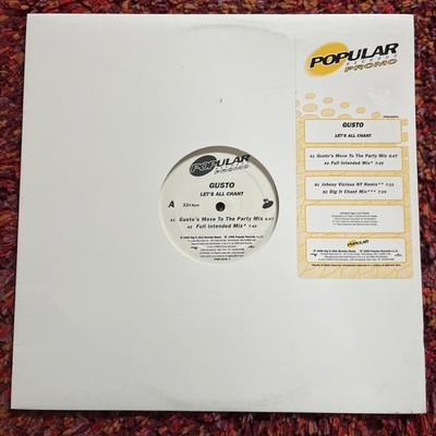 Gusto    Let's All Chant 12'' Vinyl, w/Full Intention, Johnny Vicious Remixes, NM