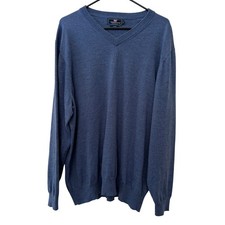 Vineyard Vines Performance Merino Wool Blue V-Neck Knit Sweater Preppy Office-M