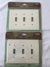 Allen Roth White Capitol Wall Plate Light Switch Cover Triple Toggle, 2 Pack