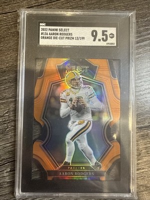 2022 Panini Select Aaron Rodgers #136 Orange Prizm Die-Cut /199 Jersey Match