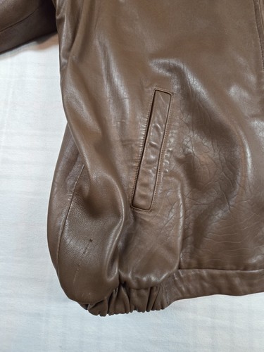 Jos A Bank Signature Collection Soft Brown Leather Bomber Jacket Full Zip XXLT - Picture 12 of 13