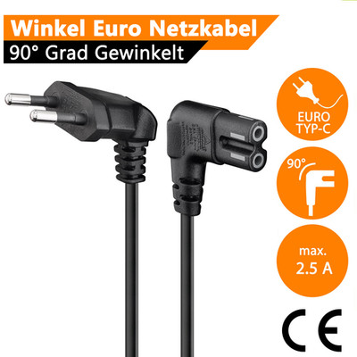 30cm Stromkabel Netzkabel abgewinkelt Eurostecker Gerätekupplung TV Video BluRay