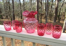 Fenton Cranberry Glass / DIAMOND OPTIC / PITC...