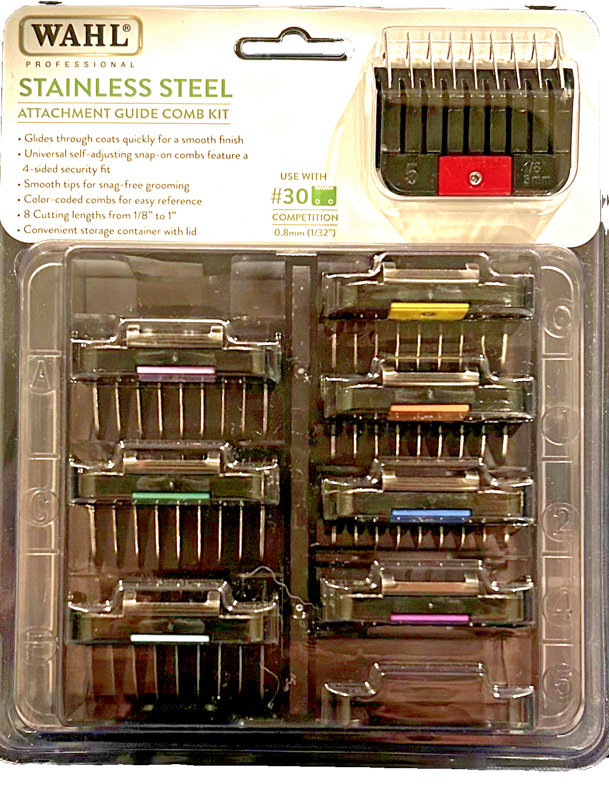 Wahl Professional Animal Stainless Steel Attachment Guide Comb Set - New in Box