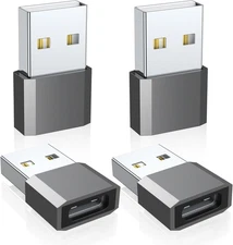 QianLink USB C to USB Male Adapter Type C Connect USB A Charger Converter, 4 Pk