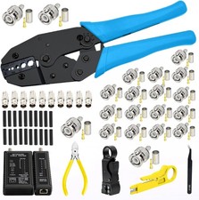 Coaxial Cable Tool Kit, BNC Crimp tool for RG58, RG59, RG62, RG174, 20PCS RG58 B