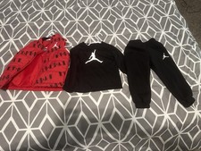 Jordan Boys 3-Piece Outfit Set Red/Black Zip Vest Long Sleeve Shirt Pants