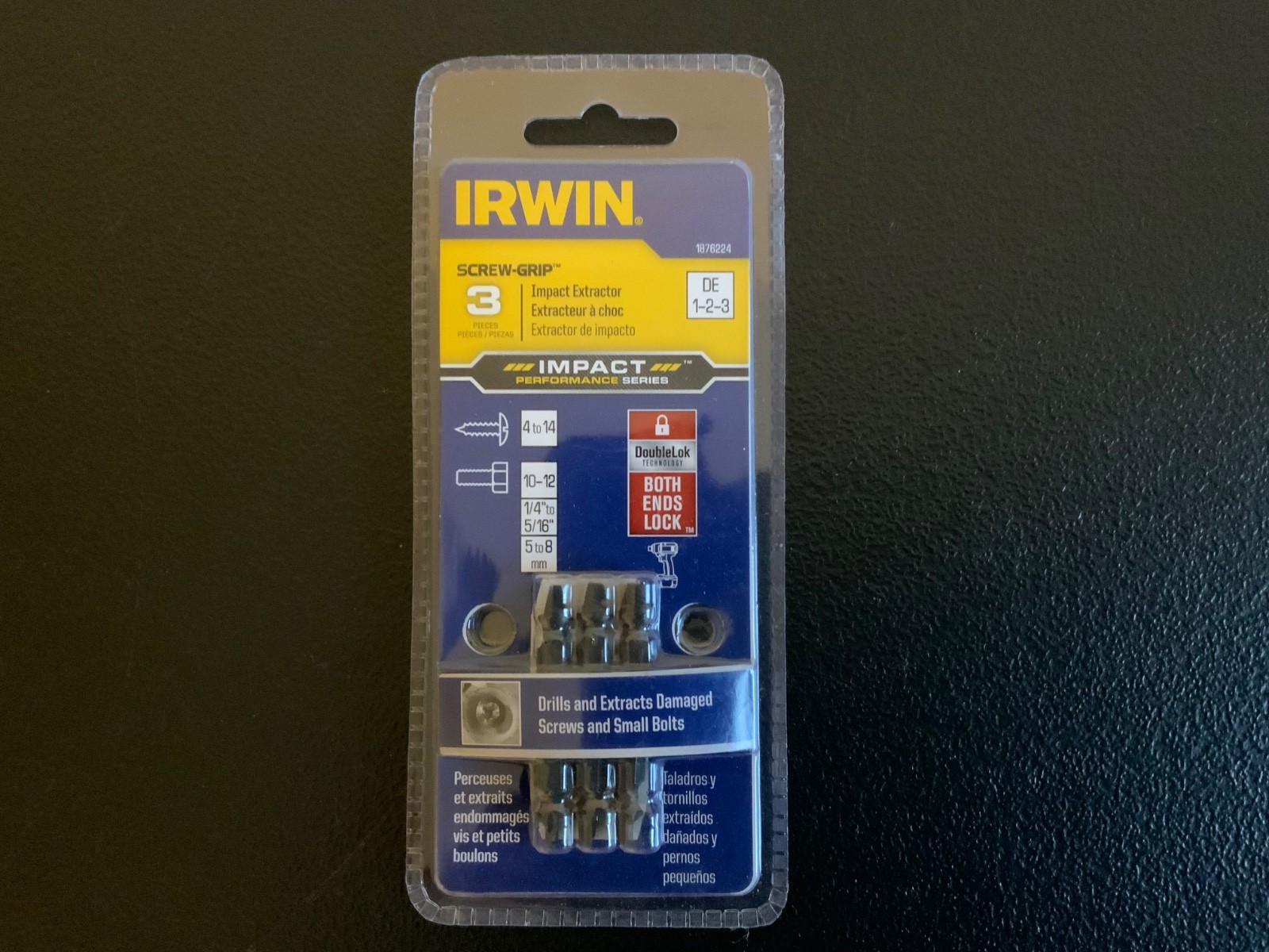 Irwin 1876224 Impact Screw Extractor 3pc Set DoubleLok M2 HSS