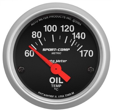 AutoMeter 3348-M Gauge; Oil Temp; 2 1 / 16in.; 60-170deg.F; Electric; Sport-Comp