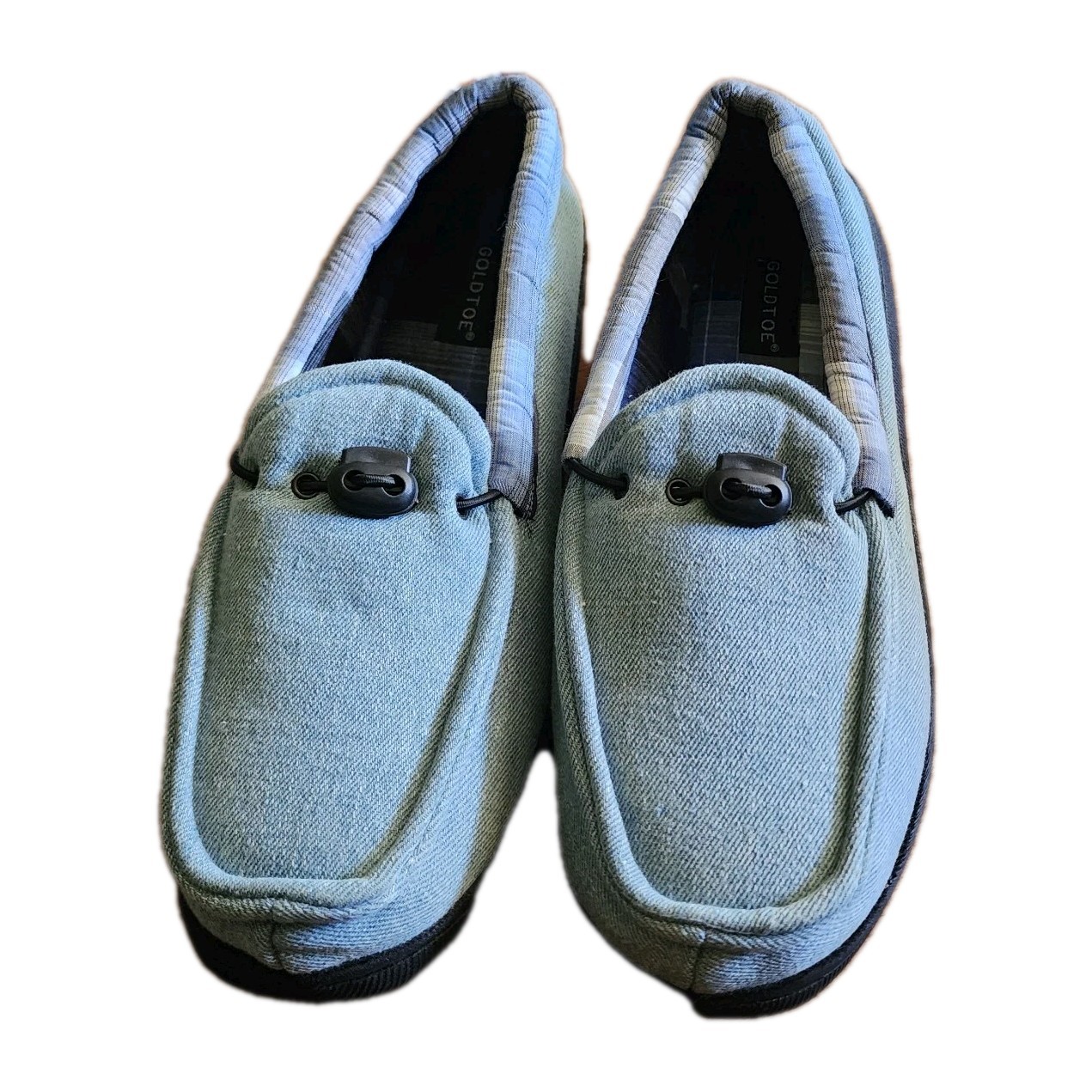 PANTOFOLA D’ORO Pantofole uomo punta oro taglia 10D blu bordo a quadri suola rigida NUOVE