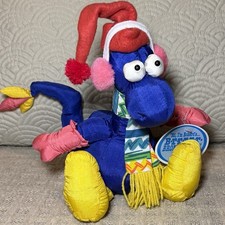 NWT DanDee VTG Dinosaur Brontosaurus Winter Hat Nylon Parachute 12  Plush NOS