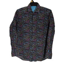 Bugatchi Uomo Shirt Mens M Purple/Blue Abstract Classic Long Sleeve Button Up