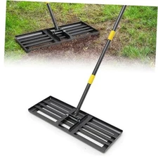 Lawn Leveling Rake, Heavy Duty 30"x10" Ground Leveler with Adjustable 6FT