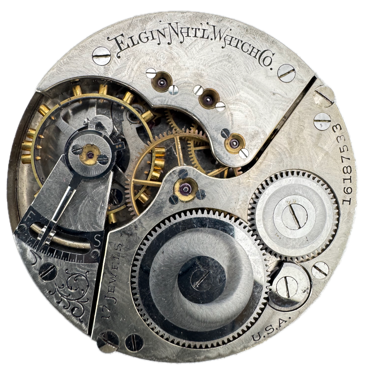 Antique 16s 1912 Elgin 17 Jewel Mechanical Hunter Pocket Watch Movement 386 USA