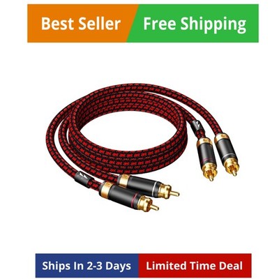 Auidophile 2RCA Male to 2RCA Male Stereo Audio Cable,Gold Plated | 4N Oxgen-F...
